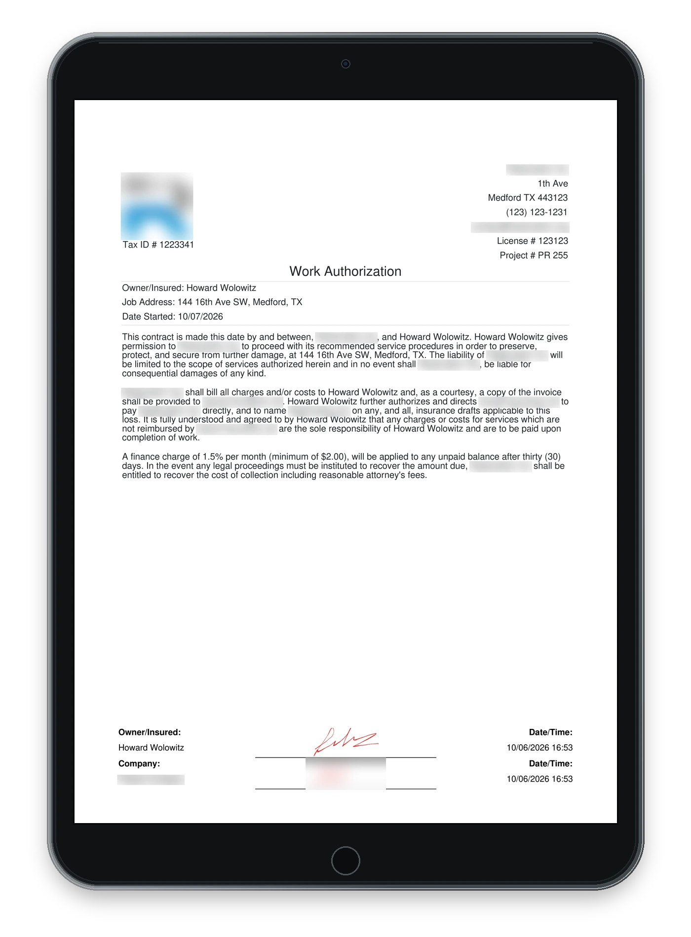 Restoration Estimating & Invoicing Solutions Feature: Contract Forms